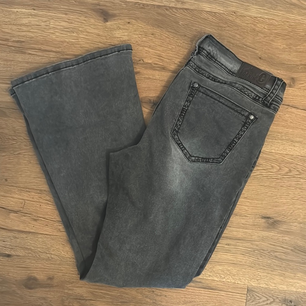 Distressed Black Western Denim Jeans